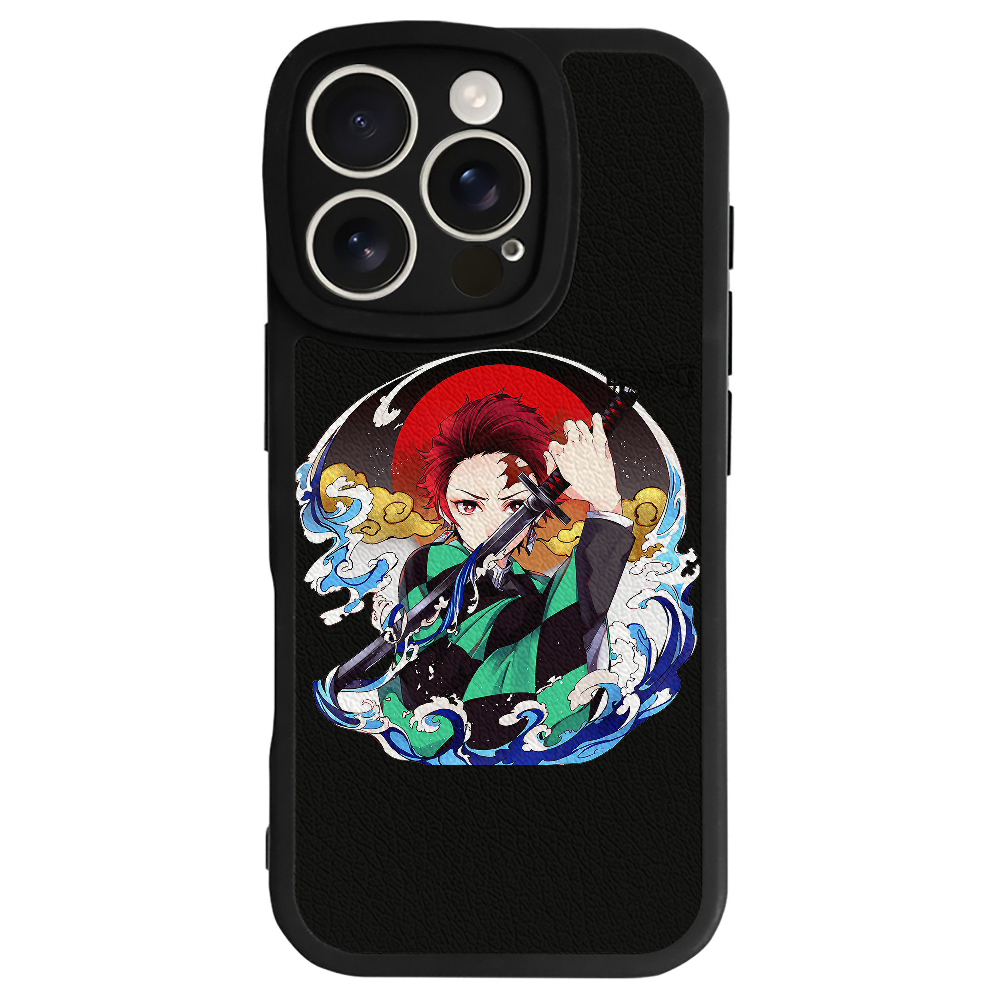 （画像用） 鬼滅の刃 竈門 炭治郎／かまど たんじろう Kamado Tanjirou 【iPhone 16シリーズ対応】シリコンスマホケース（レザー調） 材質：シリコン